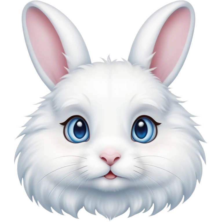 cute white rabbit with blue eyes emoji