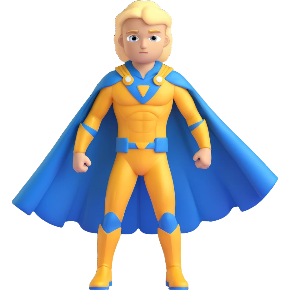 Marvel superhero Sentry with blonde hair in blue and gold costume with cape emoji