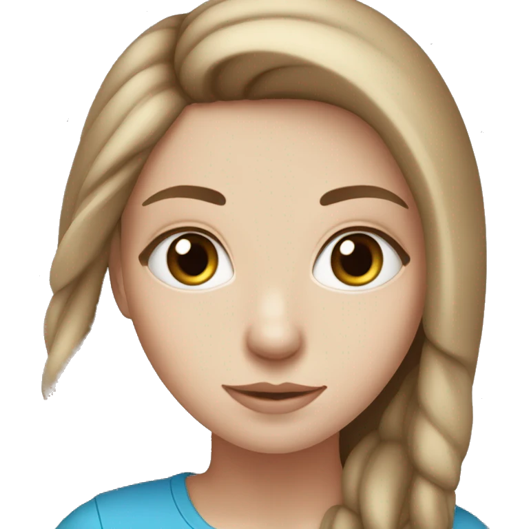 White girl with blue eyes, straight brown hair emoji