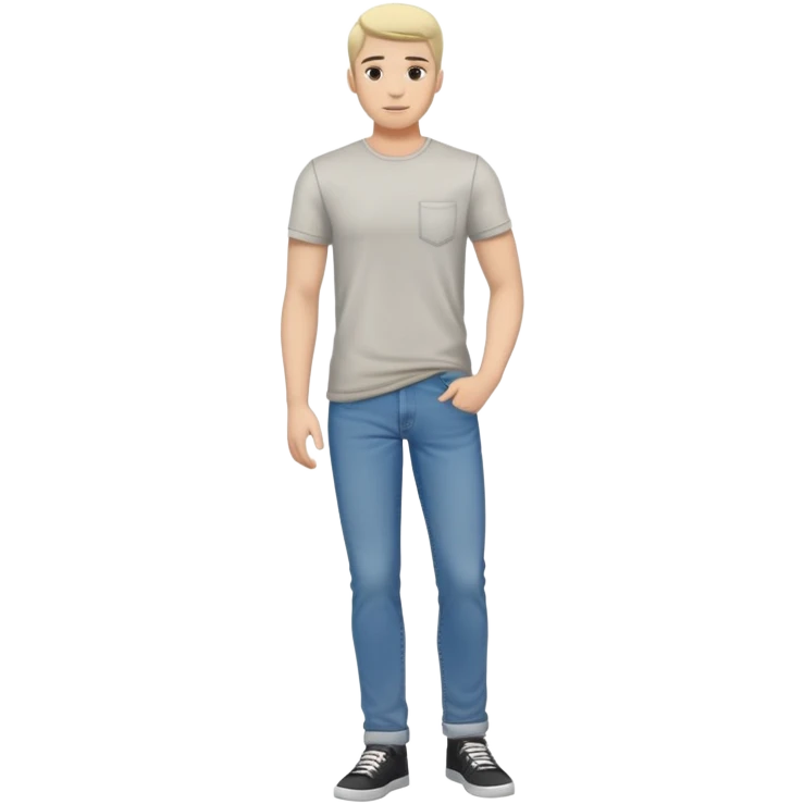 full body lean male figure standing, wearing casual clothes, t-shirt and jeans, average build, not muscular emoji