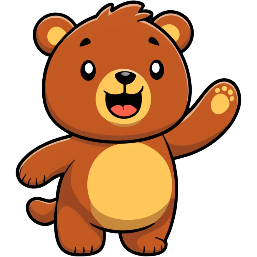 Enthusiastic bear with "wowser" expression, extremely excited and energetic emoji
