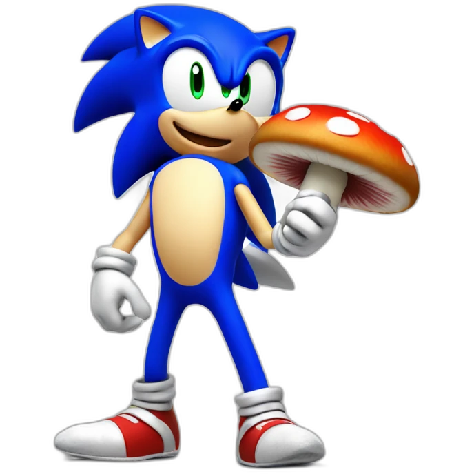 Sonic the hedgehog holding a tall fleshy mushroom emoji