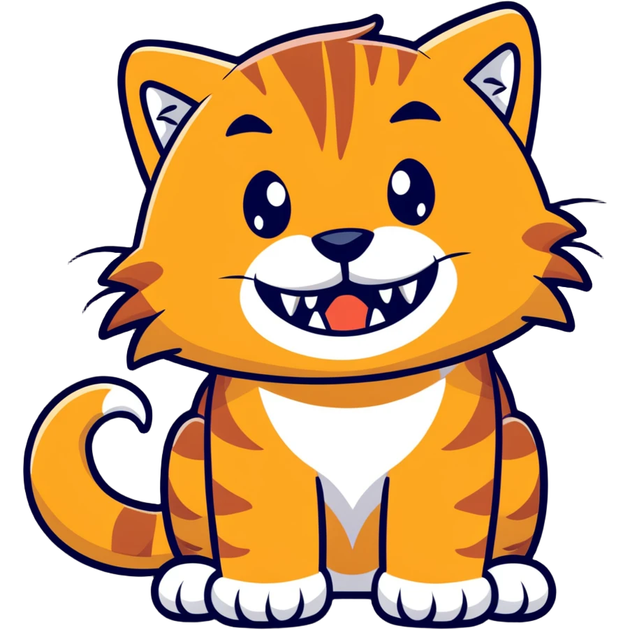 saber-toothed cat with massive, dramatically elongated canine teeth that extend well below the chin emoji