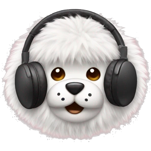 Fluffy fur headphones isolated  emoji