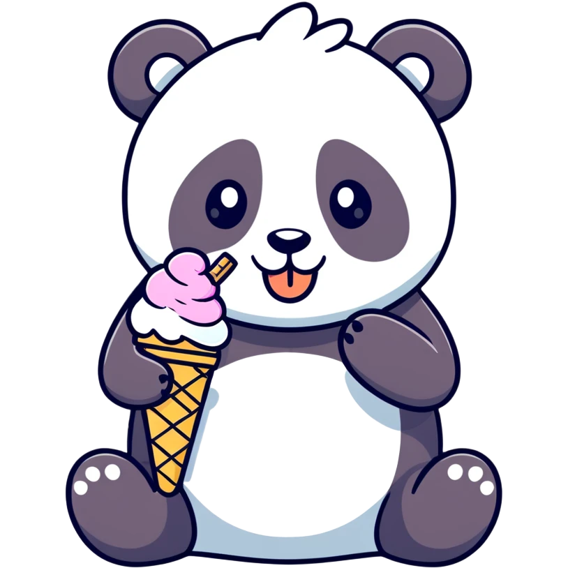 Panda eating ice cream emoji