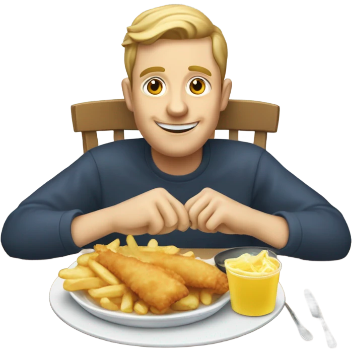 British person eating fish n chips  emoji