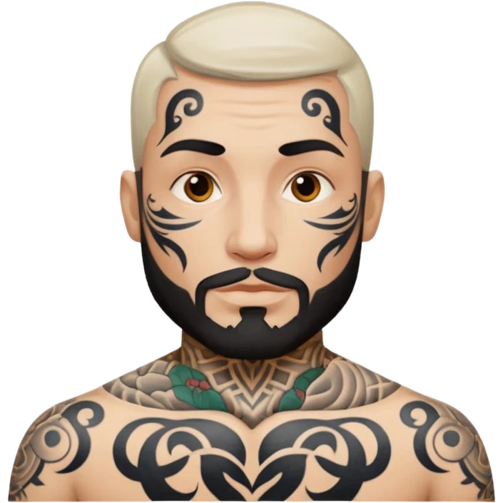 tattoo man, white skintone. emoji