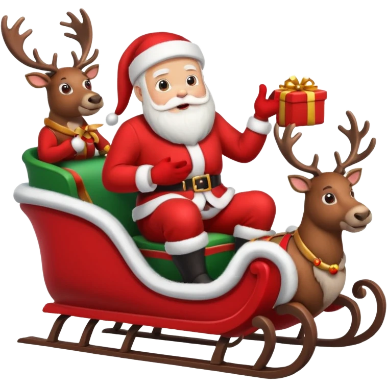 Santa in sleigh with Reindeers emoji