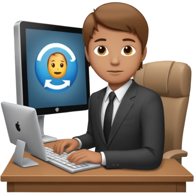man with lgiht brown hair doing back, round cheeks at work emoji