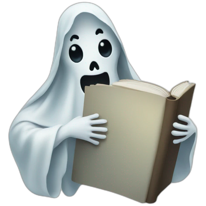 Ghost holding a book emoji