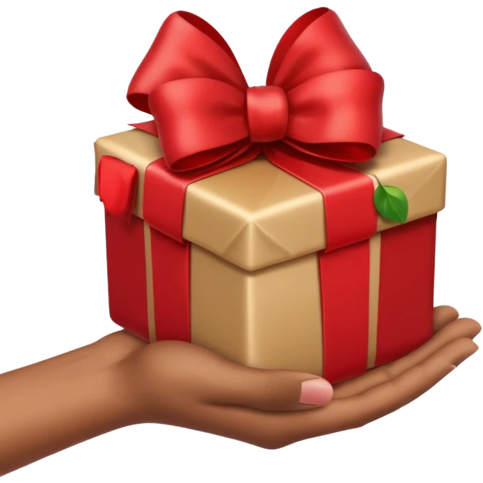 hand holding out a wrapped gift, apple emoji style, simple, clear, no text emoji