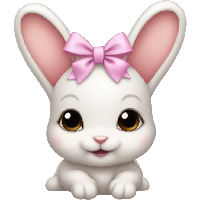 Baby bunny with coquette bow on ear emoji