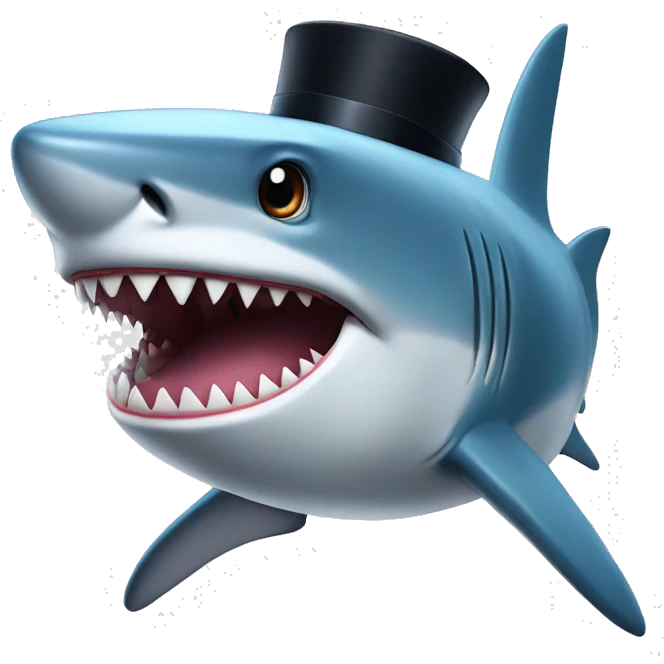 Shark with a top hat emoji