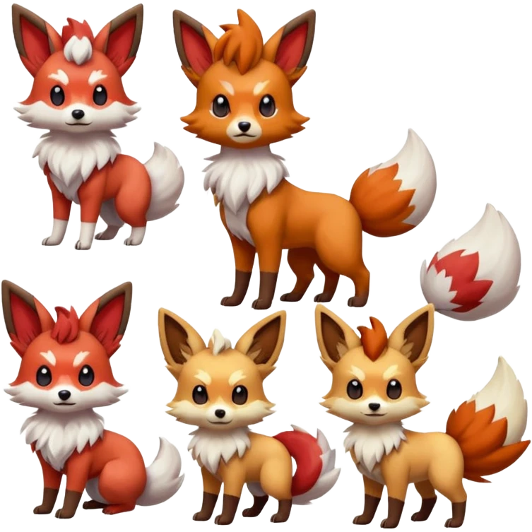 Lycanroc-Vulpix-Fennekin-Eevee-Pokémon-Fakémon-creature emoji