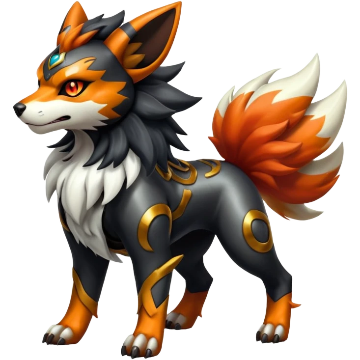 Shiny Gothic Exotic Futuristic Houndoom-Arcanine-Zorua-Torracat-Pokémon-Fakémon-hybrid-creature emoji