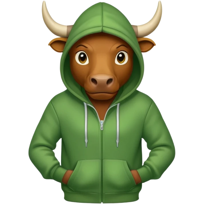 Green bull with hoodie emoji