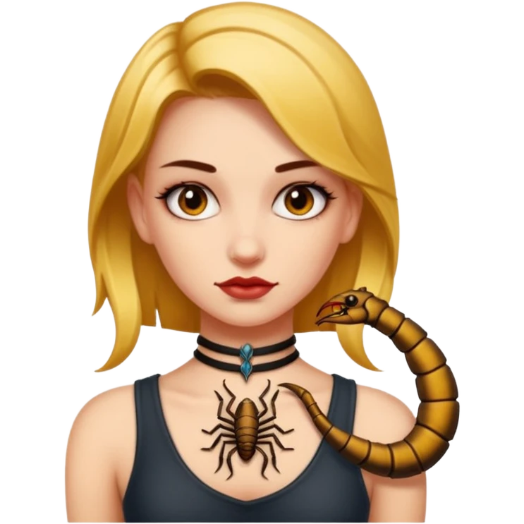 Girl having Scorpion Tattoo on the neck. emoji