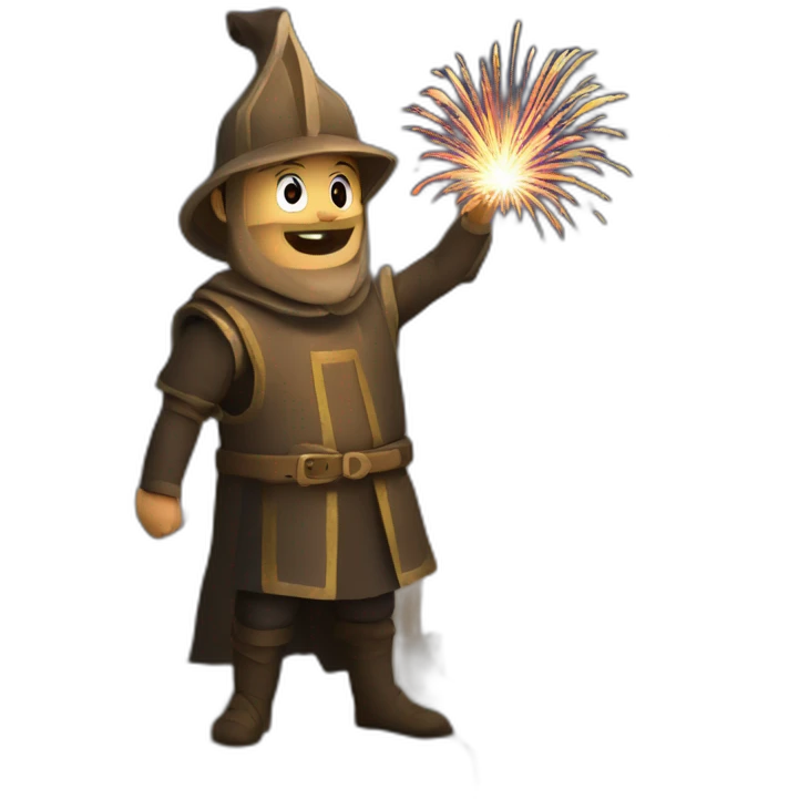 medieval Pyrotechnician seeing some fireworks go off emoji