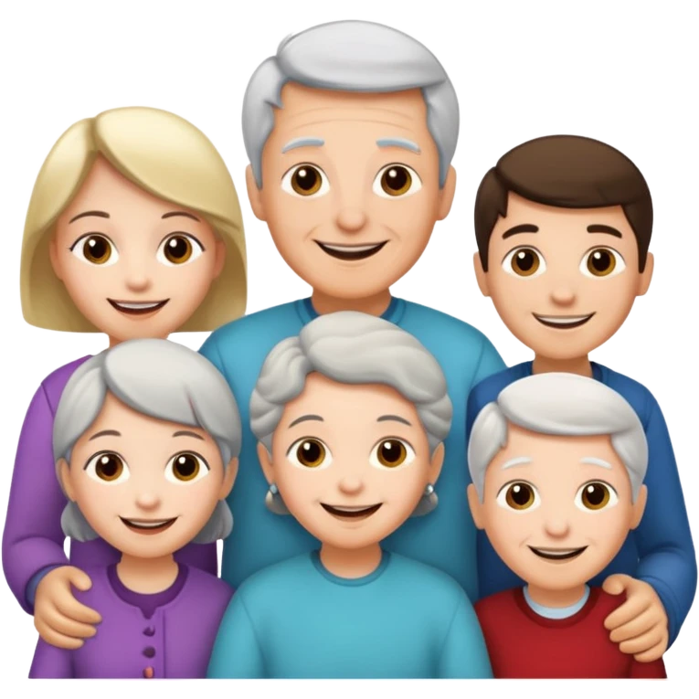 a group of 5 people all of diiferent ages let one  girl child, one teenage boy , two adult one man one women  and one old grandma emoji