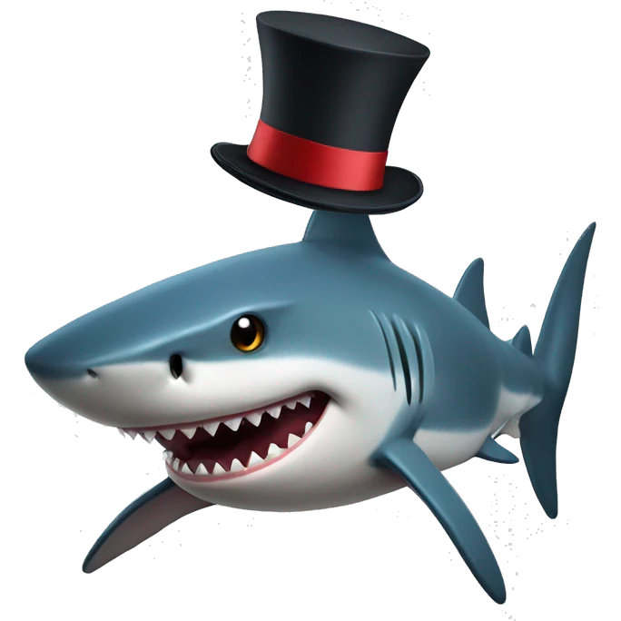 Shark with a top hat emoji
