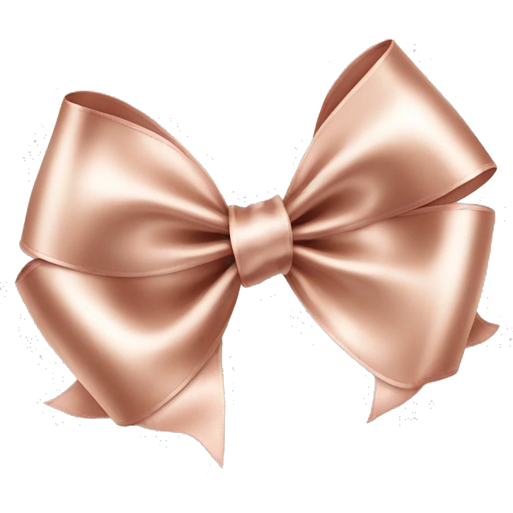 Realistic isolated rose gold shiny silk ribbon bow lined with white fur. emoji
