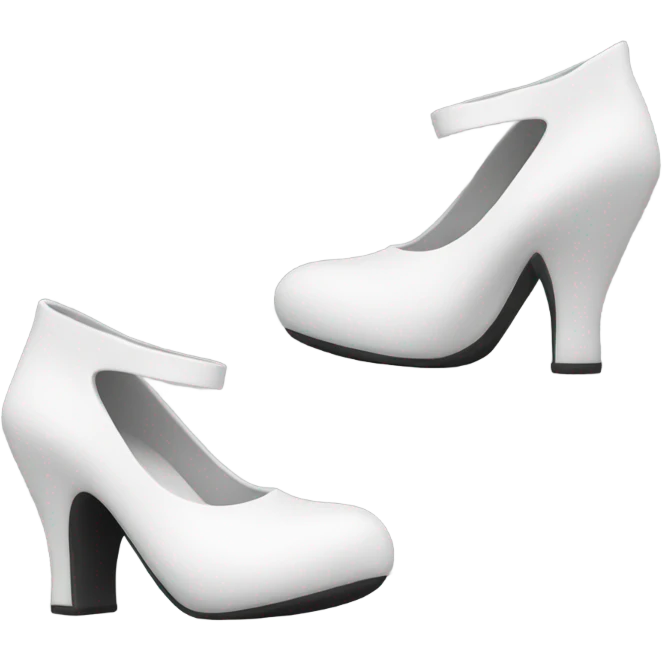 white latex mid heel shoe front and back view emoji