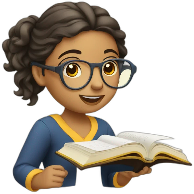Hija estudiando emoji