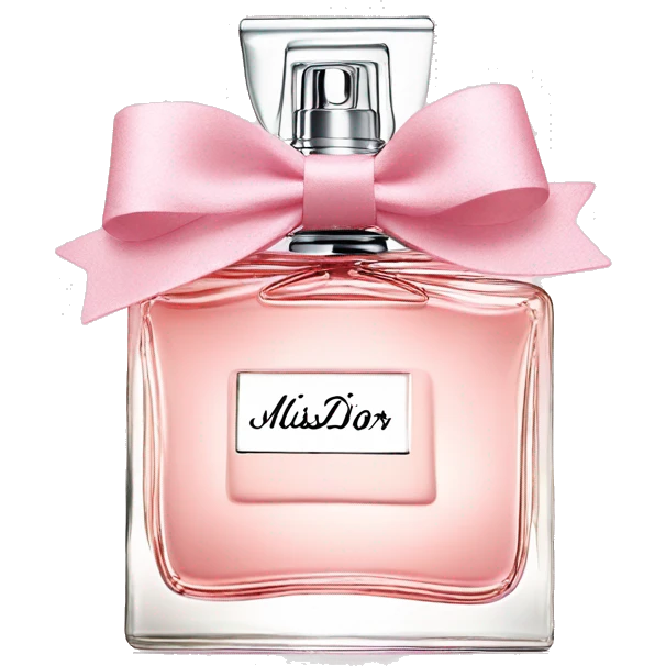 Light pink Miss Dior perfume with bow emoji