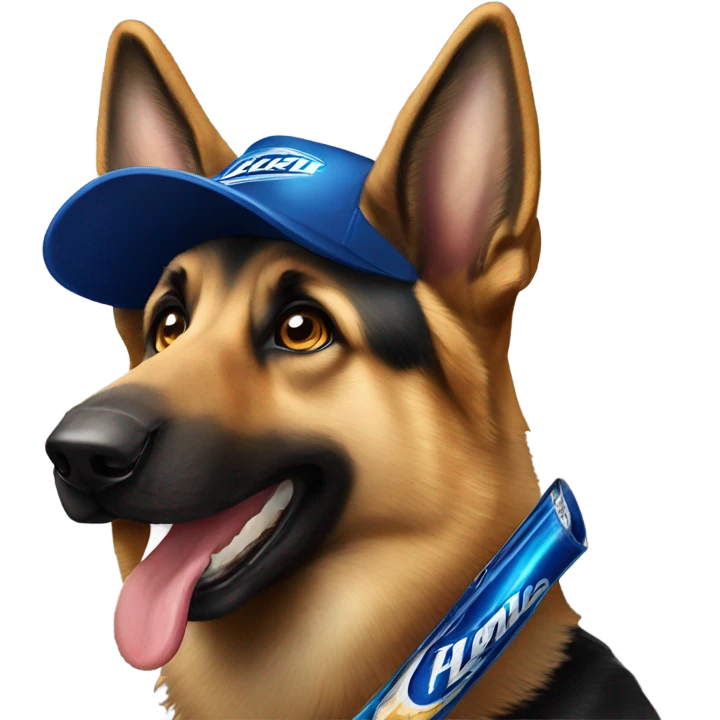 German shepherd with bud light in mouth emoji