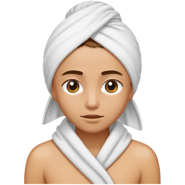 Person wrapped in towel after shower emoji