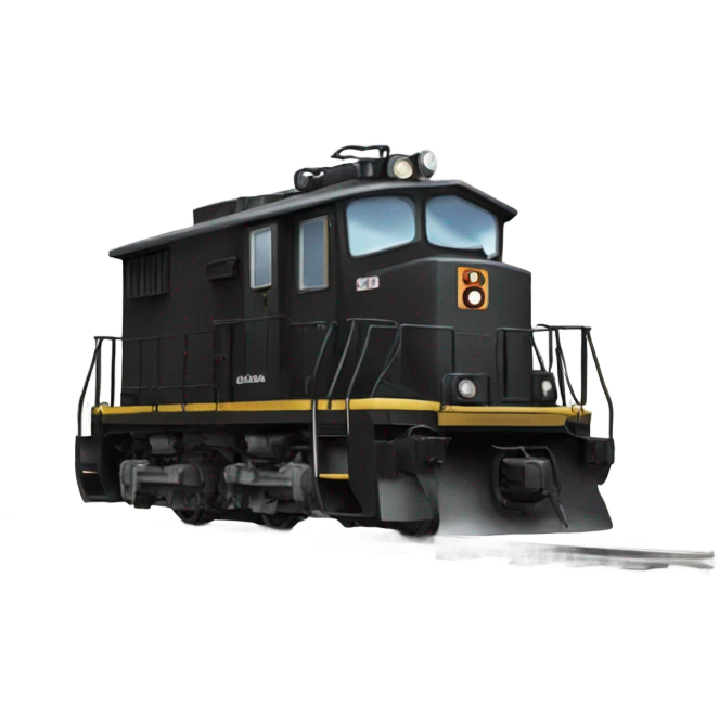 A electric locomotive was with black oval eyes  emoji