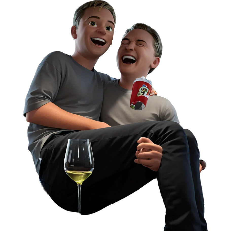 boys enjoying drinks together emoji