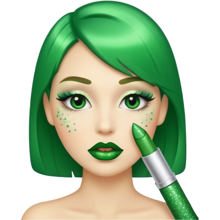 green lipstick with glitter emoji