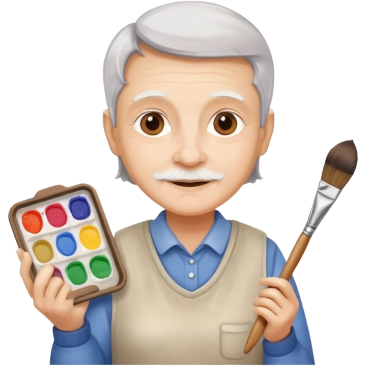 Senior with watercolor tray & brush emoji