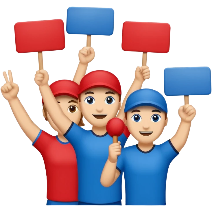 cheering sign sports in blue (#00A3E0) and red (#F9423A) emoji