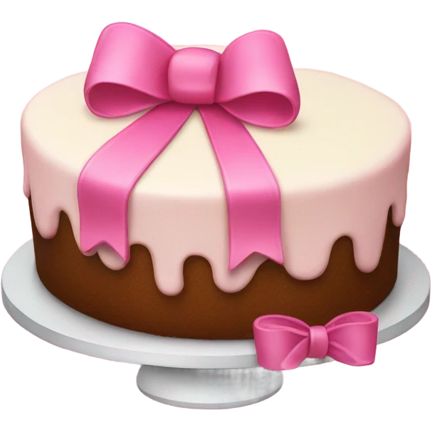 Cake with a pink cute bow emoji