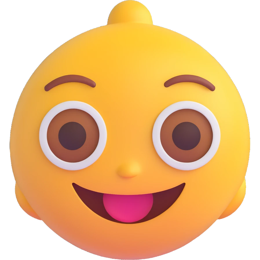 portrait inspired by the person in the reference image, smiling expression, simple background, 3D emoji style emoji