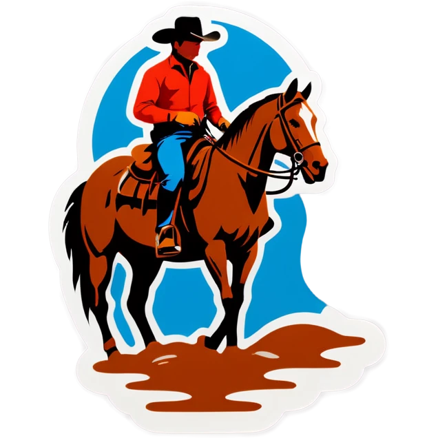 Horse and western rider in mud emoji