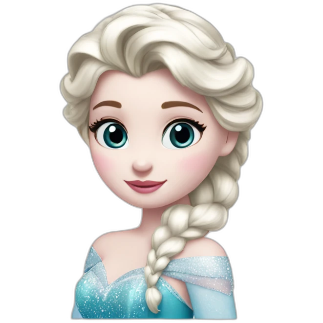 Elsa in Frozen kissing hello kitty emoji