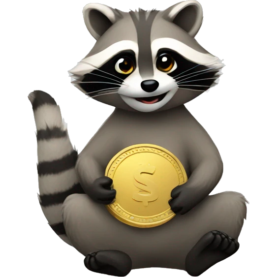 create an emoji of a raccoon holding coin emoji