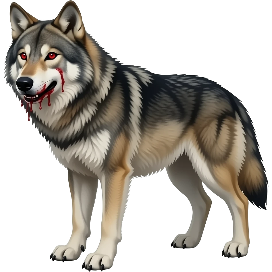 Realistic wolf emoji with red eyes and bloody face? emoji