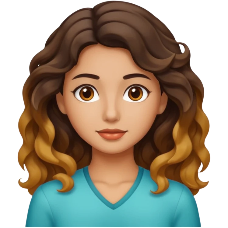 Morena com cabelo ondulado nas pontas  e de pele um pouco bronzeada emoji