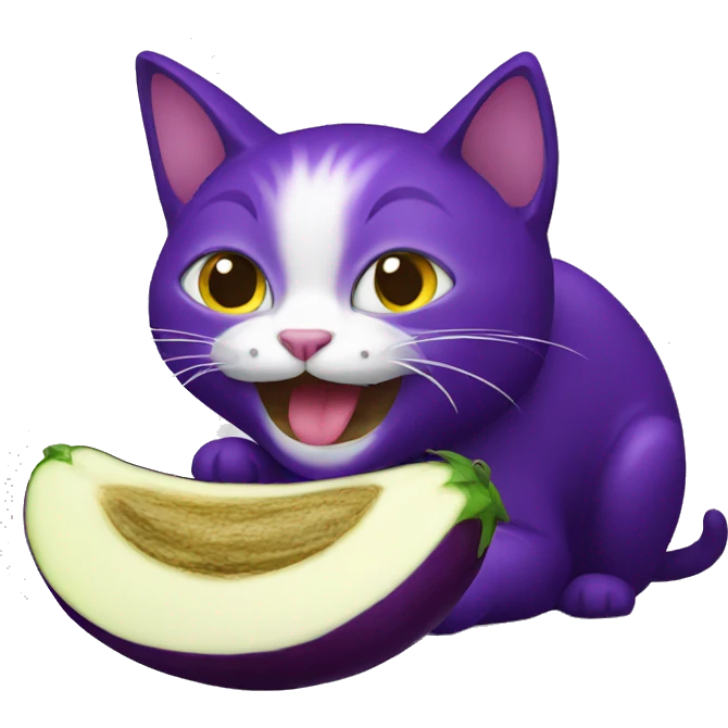 cat eating eggplant emoji