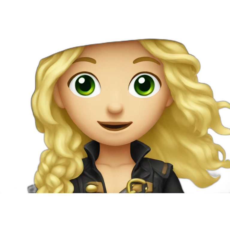 Female kid pirate, green eyed, blonde hair emoji