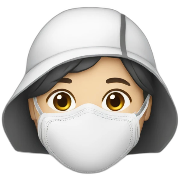Asian woman wearing white N95 respirator emoji