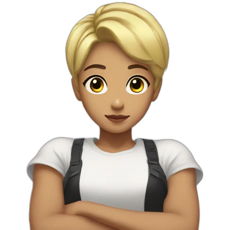 arms crossed kpop girl idol short hair blonde black ish emoji