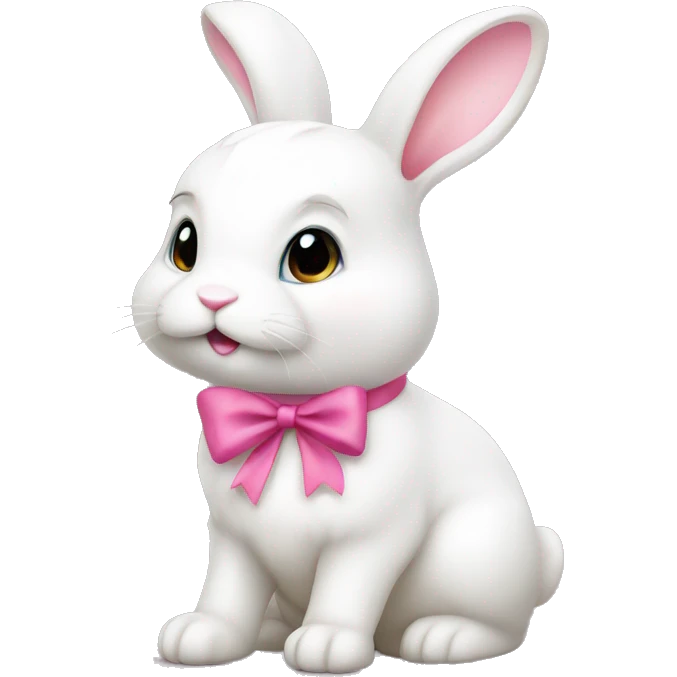 white bunny with pink bow emoji