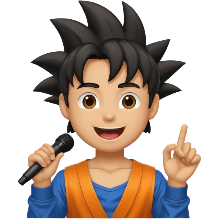 Songoku singing, with micro emoji