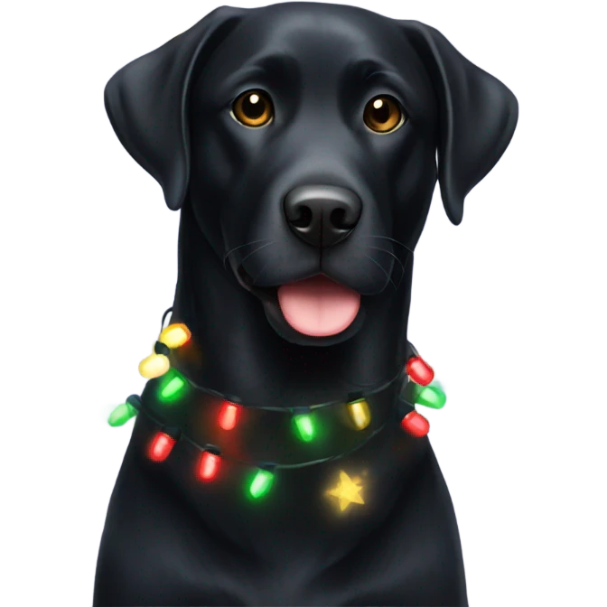 Black lab with Christmas lights emoji