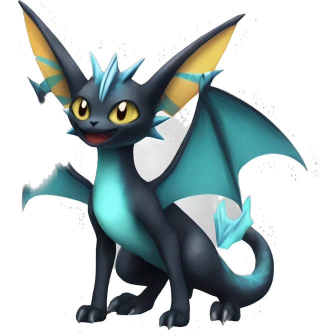 Black Edgy Ethereal Noivern-Vaporeon-Litten full body emoji